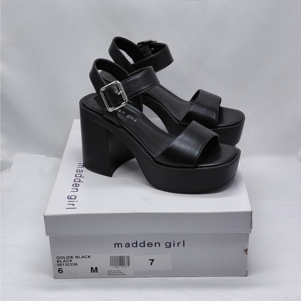 Madden Girl Womens Platform Sandals Size 6 Black Chunky Y2K Goth Party Heels Alt